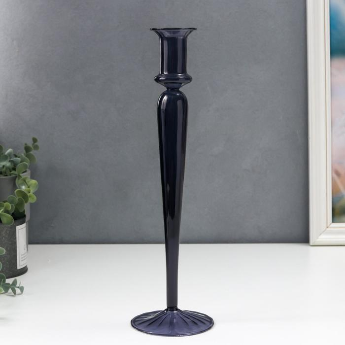 Подсвечник стекло на 1 свечу Подсвечник стекло на 1 свечу "Изящество" графит 32х9,5х9,5 см