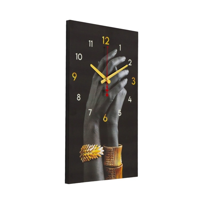 Часы-картина настенные интерьерные "Руки в золотых браслетах", бесшумные, 35 х 60 см
