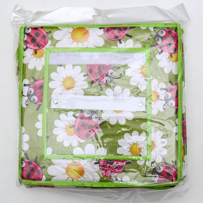 Органайзер подвесной Доляна &laquo;Божьи коровки&raquo;, 4 отделения, 30&times;30&times;80 см, цвет зелёный