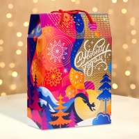 Новый год. Подарочная коробка новогодняя Чудолесье многоуровневое тиснение фольгой 23 х 10 х 33 см. Новый год. Подарочная коробка новогодняя Чудолесье многоуровневое тиснение фольгой 23 х 10 х 33 см.