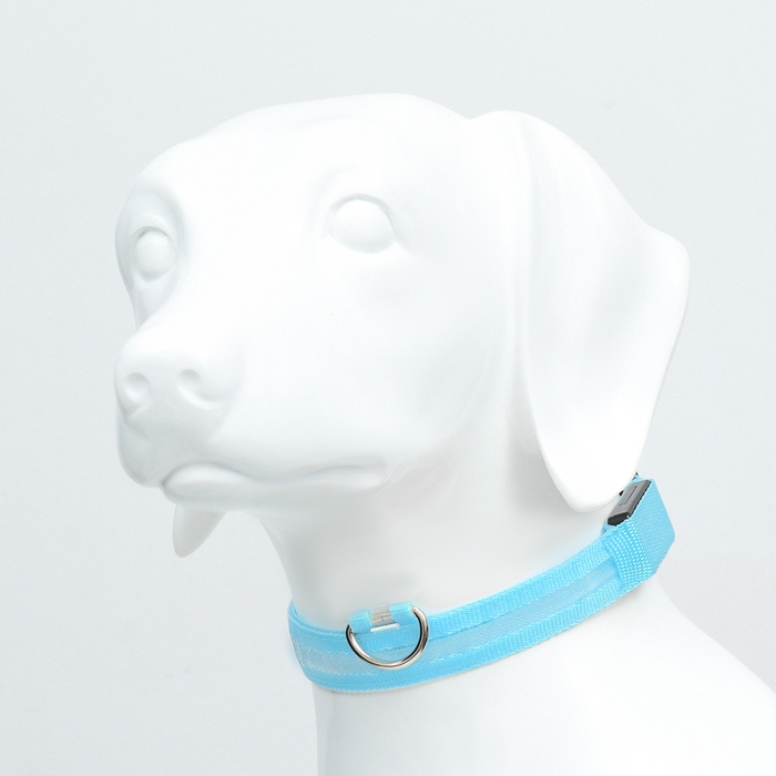 Ошейник с подсветкой размер XL, ОШ 52-60 х 2,5 см, 3 режима свечения голубой Ошейник с подсветкой размер XL, ОШ 52-60 х 2,5 см, 3 режима свечения голубой