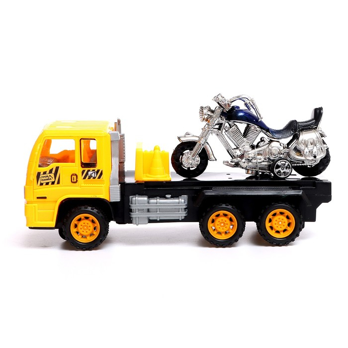 Грузовик радиоуправляемый &laquo;Эвакуатор&raquo;, с мотоциклом, работает от батареек, МИКС