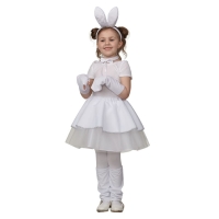 Карнавальный костюм &laquo;Зайка Буся&raquo;, юбка, гетры, перчатки, бантик на шею, ободок, рост 110&ndash;134 см