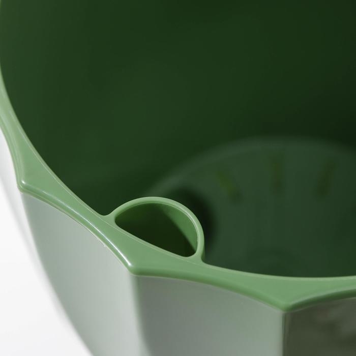 Кашпо для цветов со вставкой «Флюте», 3 л, цвет малахит Кашпо для цветов со вставкой «Флюте», 3 л, цвет малахит