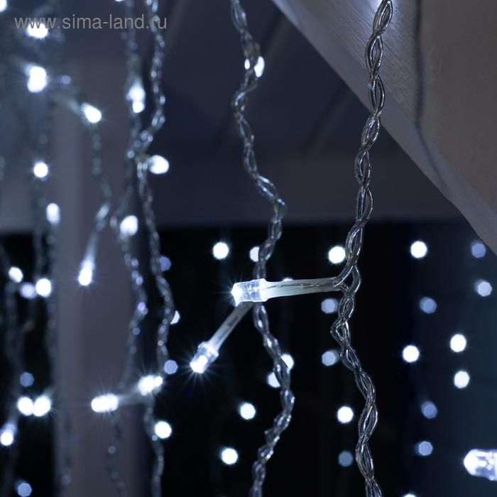 Гирлянда &laquo;Бахрома&raquo; 3 &times; 0.9 м, IP44, УМС, прозрачная нить, 232 LED, свечение белое, 220 В