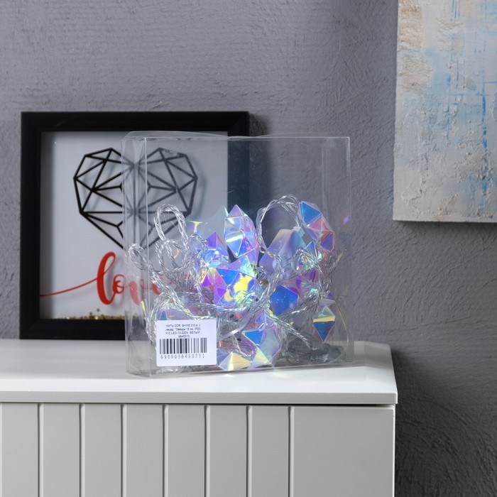 Гирлянда &laquo;Нить&raquo; 2.5 м с насадками &laquo;Звёзды&raquo;, IP20, прозрачная нить, 10 LED, свечение белое, 220 В