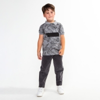 Футболка поло для мальчика, цвет серый/принт микс, рост 122 см