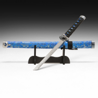 Сувенирное оружие «Катана на подставке», синие ножны с цветочным узором, 70 см Сувенирное оружие «Катана на подставке», синие ножны с цветочным узором, 70 см