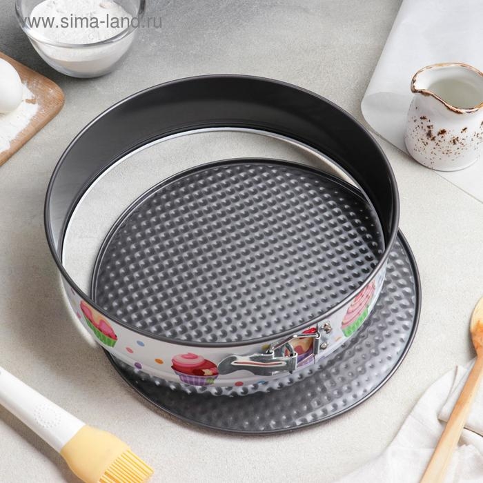 Набор форм для выпечки Доляна «Милый кондитер», 3 предмета: d=28/26/24×7 см, съёмное дно, антипригарное покрытие, цвет белый Набор форм для выпечки Доляна «Милый кондитер», 3 предмета: d=28/26/24×7 см, съёмное дно, антипригарное покрытие, цвет белый