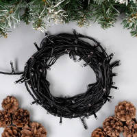 Гирлянда &laquo;Нить&raquo; 10 м, IP44, тёмная нить, 100 LED, свечение фиолетовое, 8 режимов, 220 В