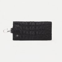 Ключница на кнопке, длина 11 см, кольцо, карабин, цвет чёрный