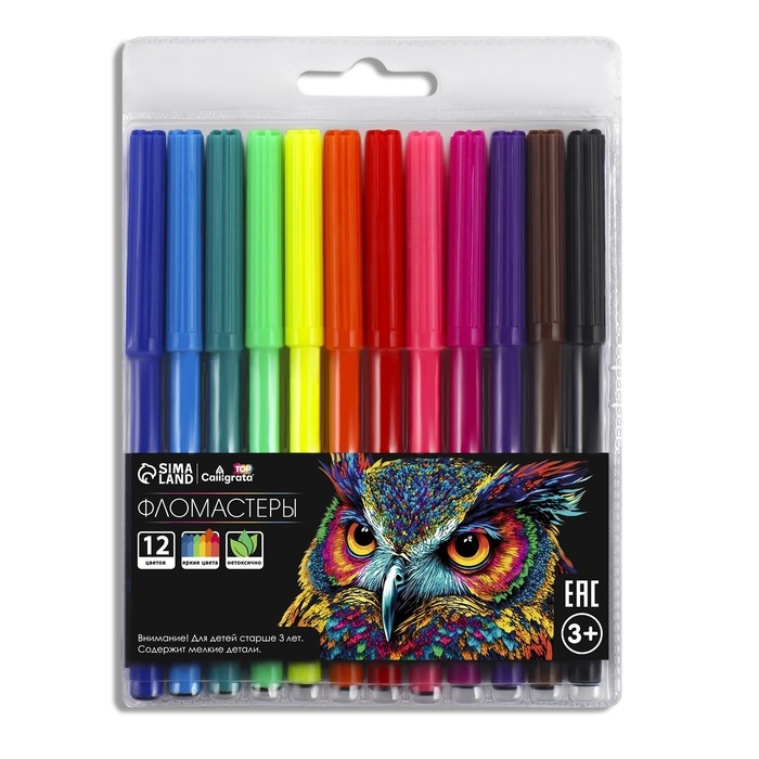 Фломастеры 12 цветов, TOP Calligrata, в блистере Фломастеры 12 цветов, TOP Calligrata, в блистере