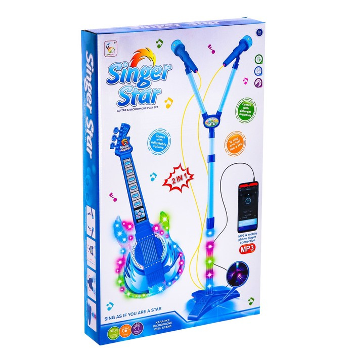 Игрушка музыкальная гитара «Играй и пой», с двойным микрофоном, звуковые эффекты Игрушка музыкальная гитара «Играй и пой», с двойным микрофоном, звуковые эффекты