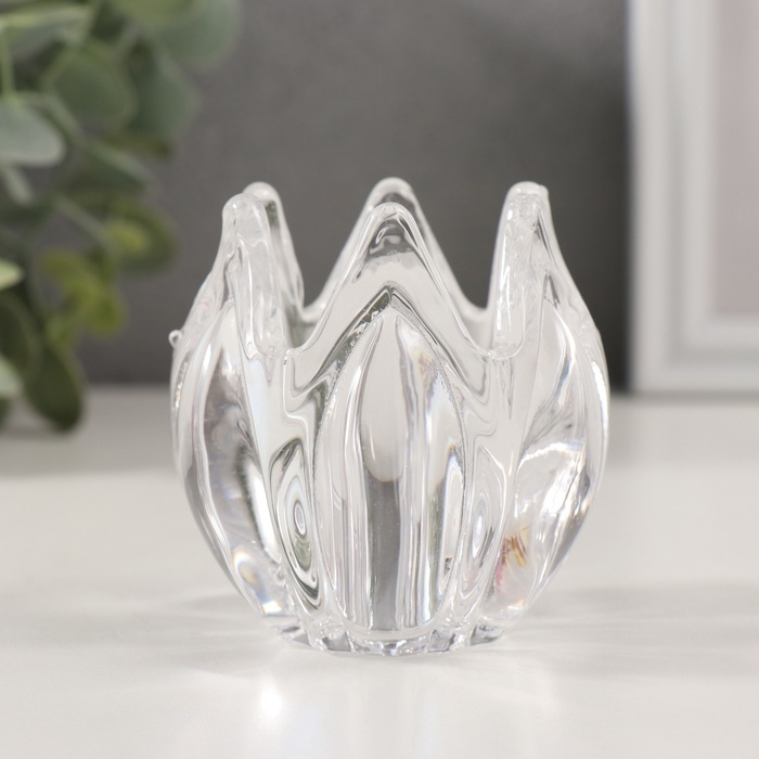 Подсвечник стекло на 1 свечу "Остроконечный тюльпан" прозрачный 7х7х7 см