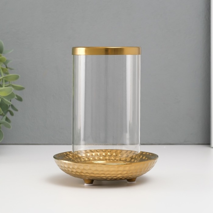 Подсвечник керамика, стекло на 1 свечу Подсвечник керамика, стекло на 1 свечу "Моро" d=8 см золото 12х12х17,2 см