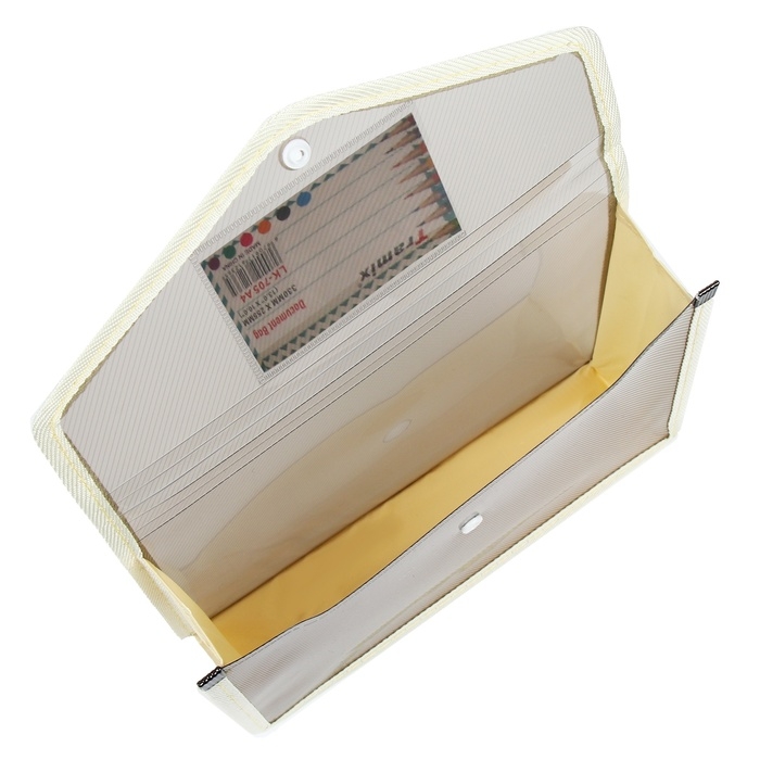 Папка-конверт на кнопке А4, 500 мкр, с расширением, горизонтальная, карман для визиток, МИКС