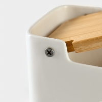 Банка для хранения сыпучих продуктов с ложкой «Эстет. Овощи», 250 мл, с бамбуковой крышкой, фарфоровая, цвет белый Банка для хранения сыпучих продуктов с ложкой «Эстет. Овощи», 250 мл, с бамбуковой крышкой, фарфоровая, цвет белый