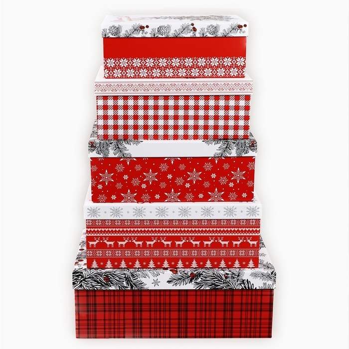 Набор подарочных коробок 5 в 1 &laquo;Уютного нового года&raquo;, 22 х 14 х 8,5 ‒ 32.5 х 20 х 12.5 см, Новый год