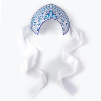 Кокошник &laquo;Голубые узоры на белом&raquo;, картон, ламинат