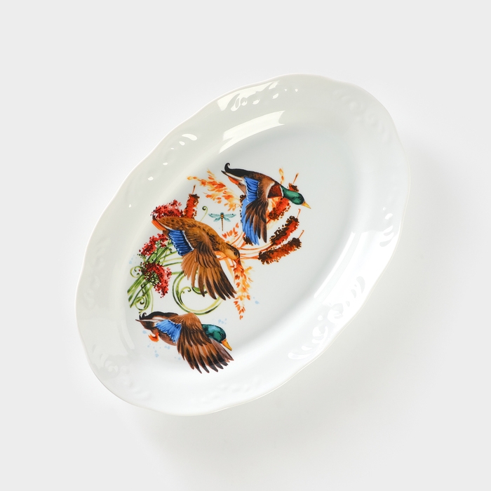 Блюдо фарфоровое &laquo;Сезон охоты&raquo;, d=31,5 см, белое, МИКС