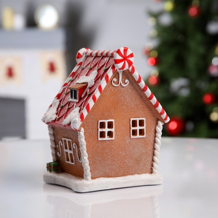 Светодиодная фигура &laquo;Пряничный домик&raquo; 18 &times; 12 &times; 10 см, полистоун, батарейки АААх2 (не в комплекте), свечение тёплое белое