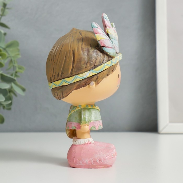 Сувенир полистоун "Малыш-индеец с луком и стрелами" 14х7х8,5 см