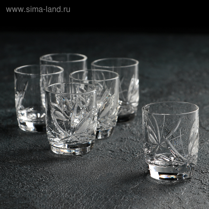 Набор стопок хрустальных для вина &laquo;Цветок&raquo;, 35 мл, 6 шт