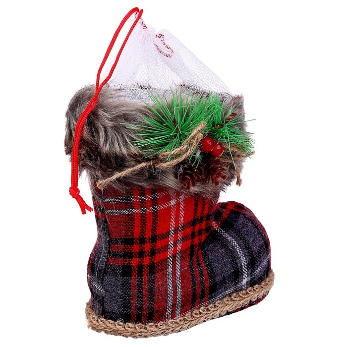 Конфетница &laquo;Сапожок&raquo;, клетка, цвета красный