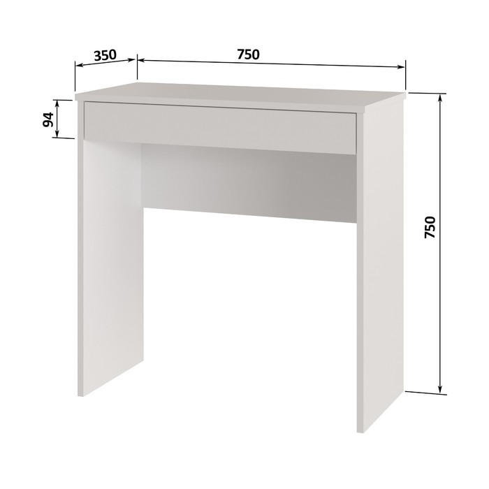 Стол письменный Найс с ящиком, 750х350х750, Белый