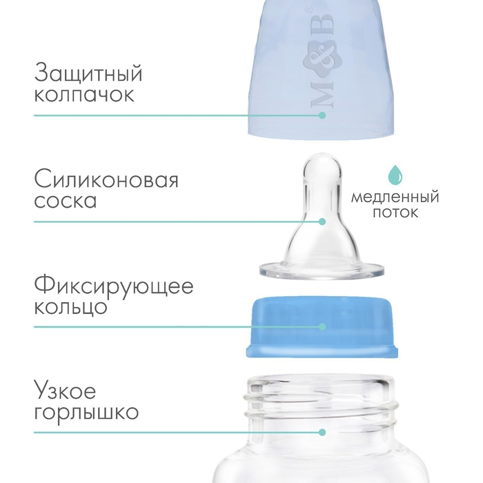Бутылочка для кормления, классическое горло, 150 мл., от 0 мес., цвет синий Бутылочка для кормления, классическое горло, 150 мл., от 0 мес., цвет синий