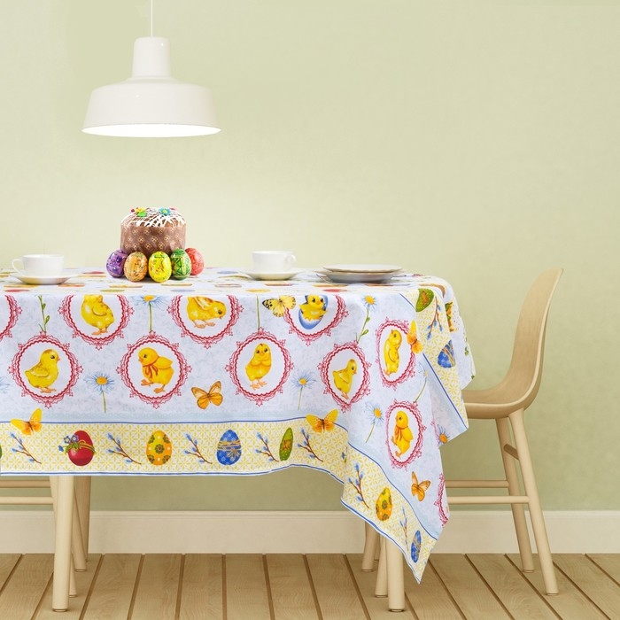 Скатерть Доляна &laquo;Пасха&raquo;, 180 &times; 144 см, 100 % хлопок, рогожка, 164 г/м&sup2;