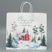 Пакет подарочный новогодний крафтовый &laquo;Сказка&raquo;, 32 х 28 х 15 см, Новый год