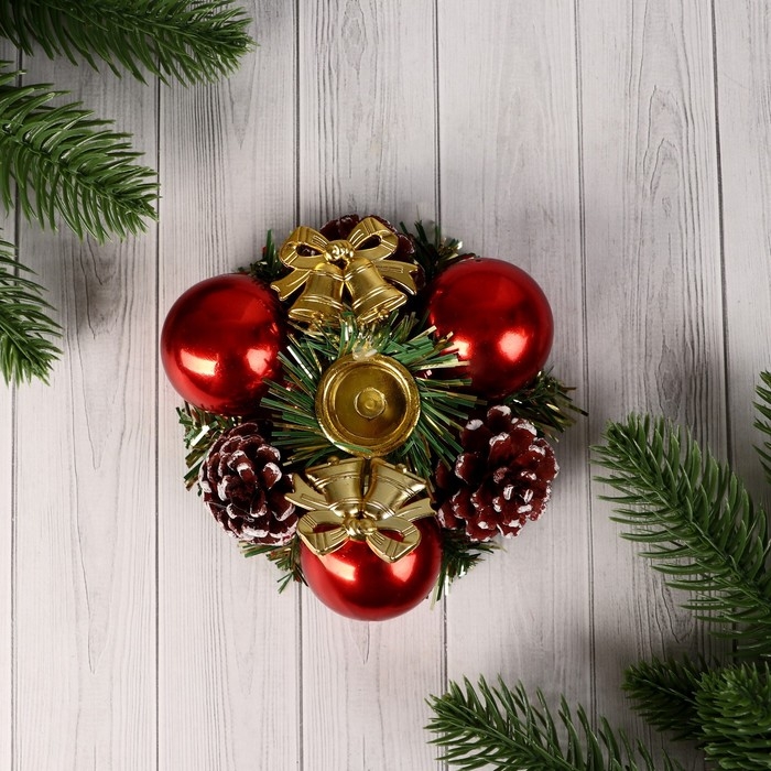 Подсвечник на одну свечу Подсвечник на одну свечу "Колокольчики" шишки, шарики, 11х4 см отв d-2 см