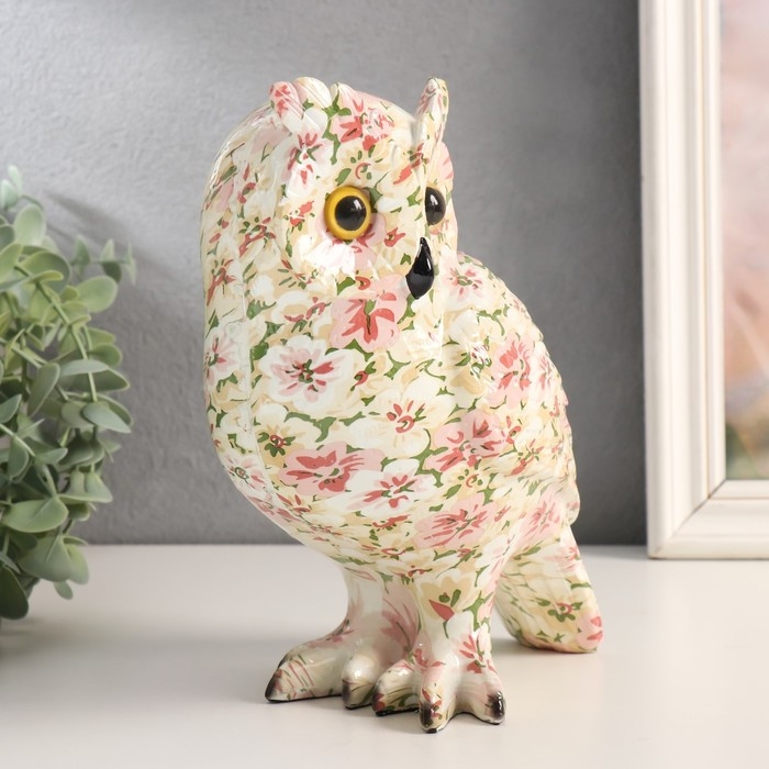 Сувенир полистоун "Филин. Ситцевые цветы" 17,5х10,5х21 см