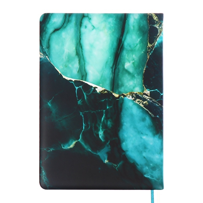 Ежедневник недатир A5 136л кожзам deVENTE. Marble,тв обл с пор,тис ф,перф,ляс,кр бл70,зел