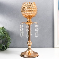 Подсвечник металл на 1 свечу "Цветок чешуйчатый" золото 32х11х11 см