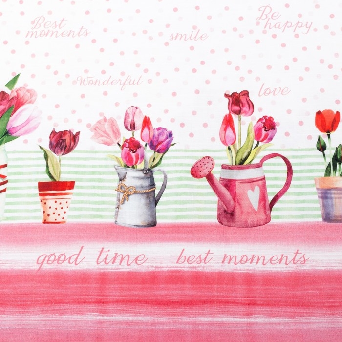 Скатерть "Этель" Тюльпаны 180х147 см, 100% хлопок, репс 210 гр/м2