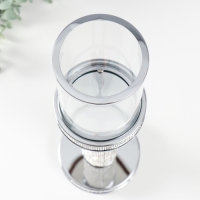 Подсвечник стекло, металл на 1 свечу "Дэниз" на магните d=8,5 см, серебро 11,8х11,8х39 см