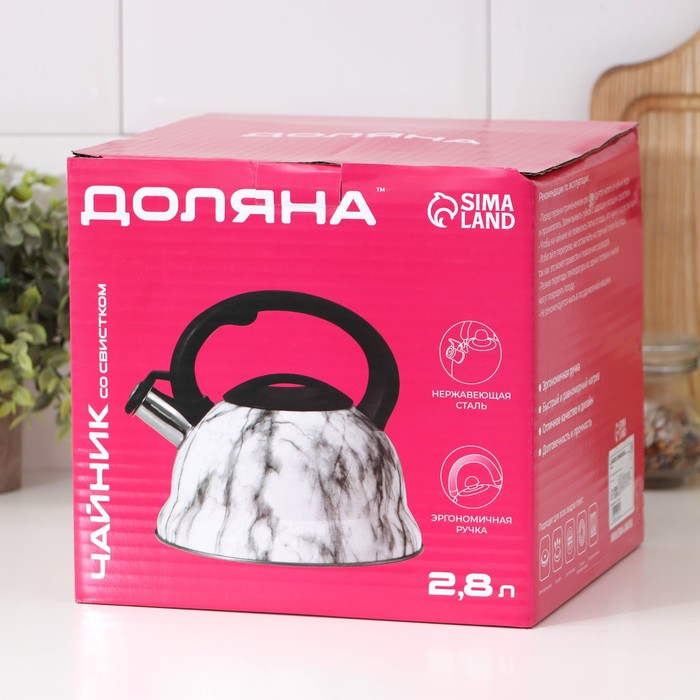 Чайник со свистком из нержавеющей стали Доляна &laquo;Каррар&raquo;, 2,8 л