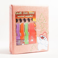 Килт женский для бани и сауны, цвет персиковый вышивка Снеговик, размер 80х150&plusmn;2 см, махра 300г/м 100% хлопок