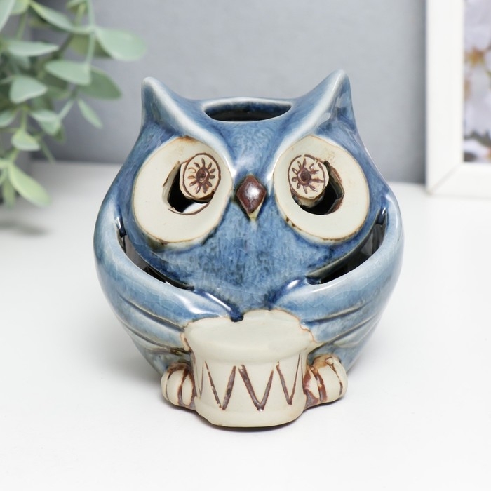 Подсвечник керамика на 1 свечу Подсвечник керамика на 1 свечу "Синий филин" МИКС 10х10х10 см