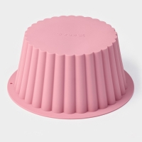 Форма для выпечки Доляна &laquo;Рифленый круг&raquo;, силикон, 19&times;19&times;8,5 см, цвет розовый