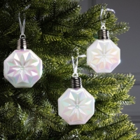 Набор елочных шаров "Изморозь", d=7.5 см, 3 LED, 3 шт, батарейки AG13x9 (нет в комплекте), свечение тёплое белое Набор елочных шаров "Изморозь", d=7.5 см, 3 LED, 3 шт, батарейки AG13x9 (нет в комплекте), свечение тёплое белое