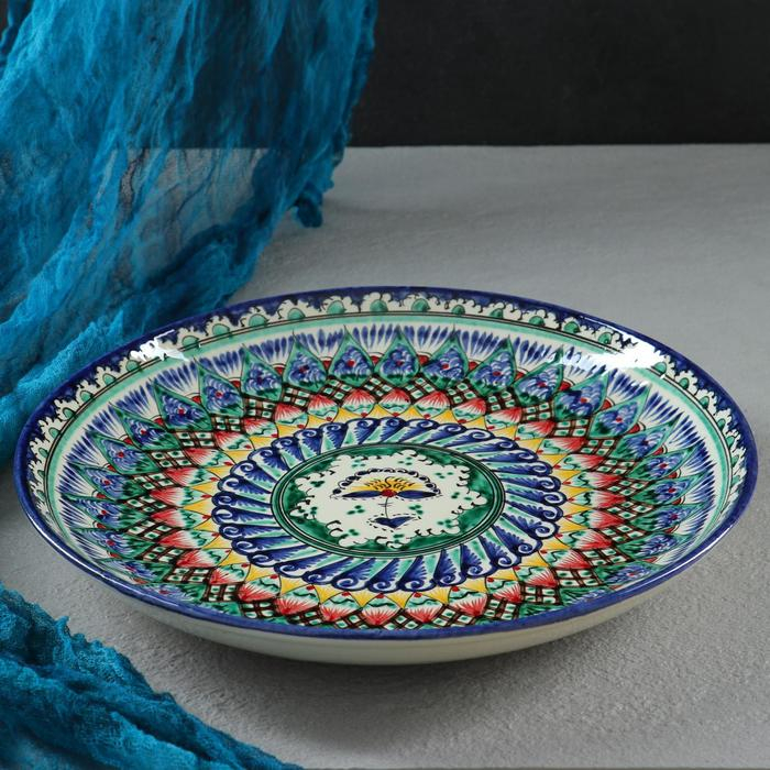 Ляган Риштанская Керамика Ляган Риштанская Керамика "Узоры", 28 см, синий