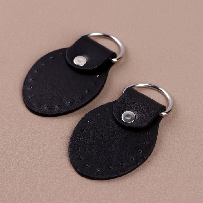 Петля пришивная для сумки, с полукольцом, пара, 8 &times; 4,5 см, цвет чёрный/серебряный