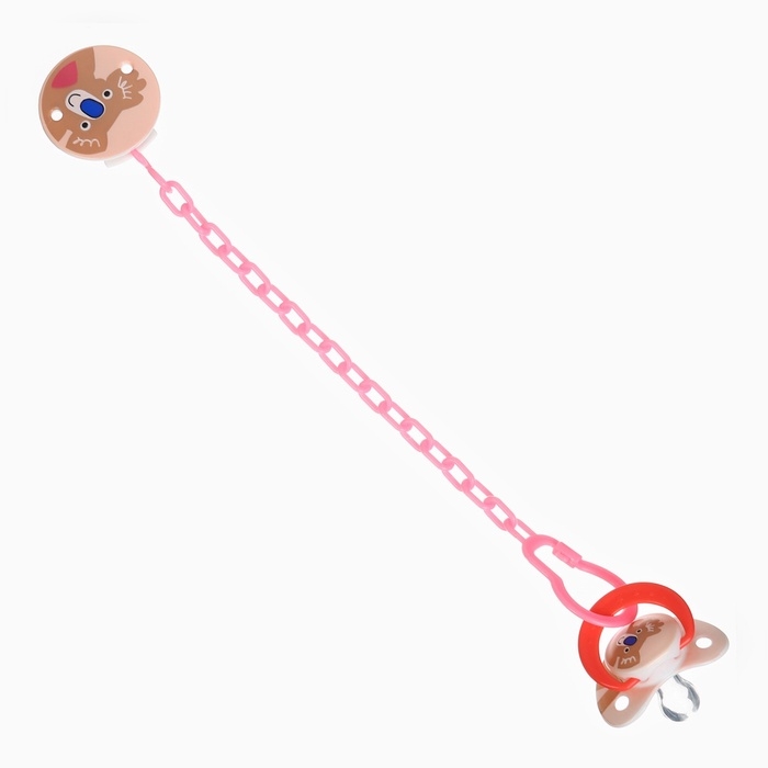 Набор: Соска - пустышка с держателем «Коала», классичекая, +6 мес, цвет коралловый Набор: Соска - пустышка с держателем «Коала», классичекая, +6 мес, цвет коралловый