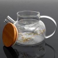 Чайник стеклянный заварочный с бамбуковой крышкой &laquo;Тропики&raquo;, 800 мл