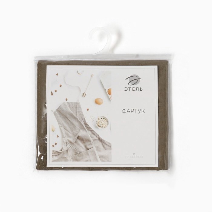 Фартук Этель ECO, цвет оливковый, 60х70 см, 70% хл, 30% лён, 190 г/м2