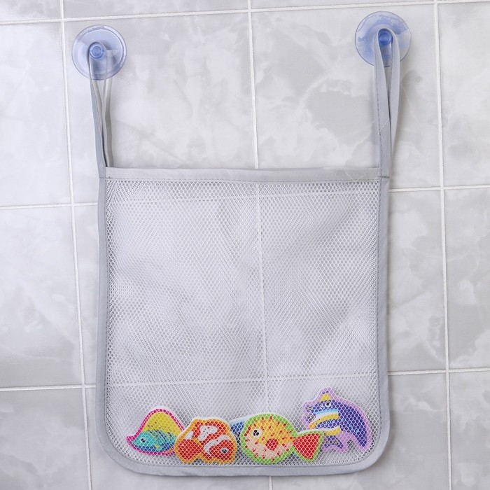 Набор игрушек для ванны "Морские обитатели" 8 штук, с сеткой + удочка, Крошка Я