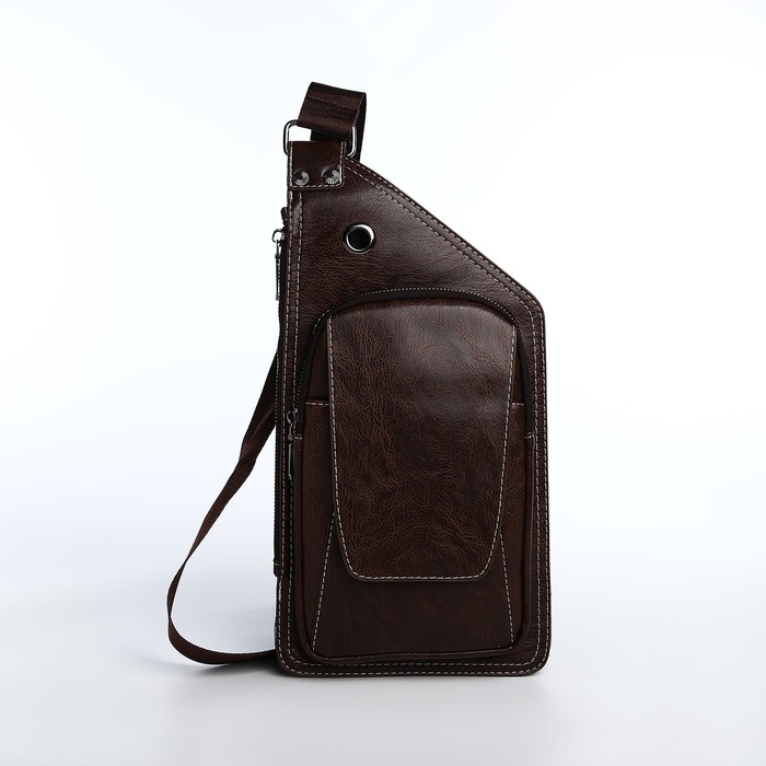 Сумка-слинг мужская из искусственной кожи, цвет тёмно-коричневый Сумка-слинг мужская из искусственной кожи, цвет тёмно-коричневый